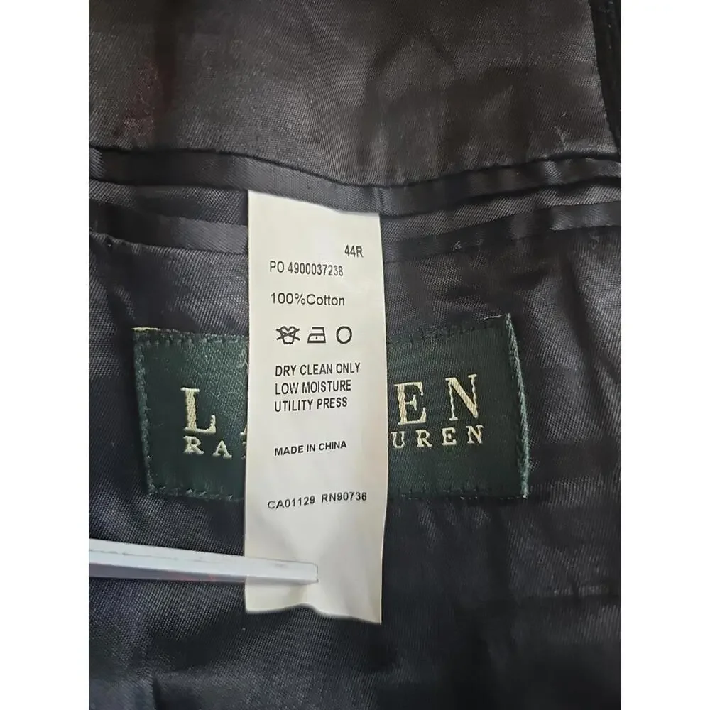 Ralph Lauren‎ Mens Corduroy Blazer 44R Black 100% Cotton Brown Buttons